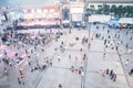 People blurred from top view,crowd of people bird eye view