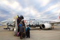 People boarding aircraft