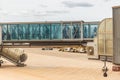 People boarding an airplane at Malaga Airport