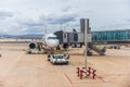 People boarding an airplane at Malaga Airport