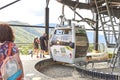 People boarding a cable car at the Chicamocha National Park, Santander, Colombia