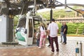 People boarding a cable car at the Chicamocha National Park, Santander, Colombia