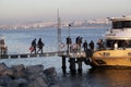 People boarding the ferry boat in Istanbul