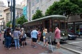 People Boarding the Historic St. Charles Streetcar in Downtown New Orleans