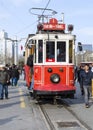 People boarding Taksim-Tunel tram at Taksim square Istanbul Turkey