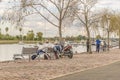 People at the Boardwalk of Santa Lucia River in Montevideo