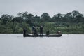 People on the boat fishing on the Amazon river Royalty Free Stock Photo