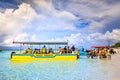 People on the boat going to a submarine tour in Boracay beach Royalty Free Stock Photo