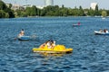 People Boat Ride On Herastrau Lake