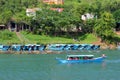 People boat trip Son river caves, Phong Nha, Vietnam Royalty Free Stock Photo