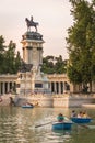 People boating in Buen Retiro park lake, Madrid Royalty Free Stock Photo