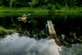 Man boating on river in summer day. Royalty Free Stock Photo