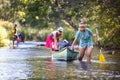 People boating on river Royalty Free Stock Photo