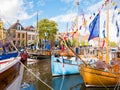 People and boats during Admiralty Days of Dokkum, Friesland, Net Royalty Free Stock Photo