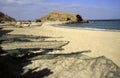 People, boats and fishermens net at the beach of Quantab, Oman