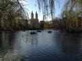 People in Boats on Lake in Central Park in Manhattan, New York. Royalty Free Stock Photo