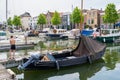 People and boats in marina of Oud-Beijerland, South Holland, Net