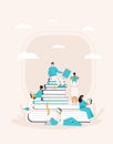 People with book. Literature fans. Vector illustration