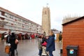 People and booths at the Dunkirk Christmas Market