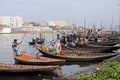 People on both sides of the Buriganga river in Dhaka cross the river by traditional boat.