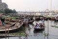 People on both sides of the Buriganga river in Dhaka cross the river by traditional boat.
