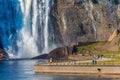 People at Bottom of Montmorency Falls Royalty Free Stock Photo