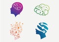 People brain intelligent logo set design template