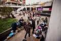 People browsing through a small market