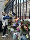 People at Buckingham Palace in London mourning Queen Elizabeth II death on the 08th September Royalty Free Stock Photo