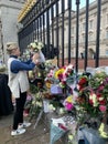 People at Buckingham Palace in London mourning Queen Elizabeth II death on the 08th September Royalty Free Stock Photo