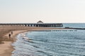 People on Buckroe Beach Fishing Pier in Hampton, VA Royalty Free Stock Photo