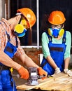 People in builder helmet .