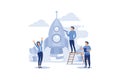 cohesive teamwork in the startup flat vector illustration