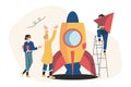 People are building a spaceship rocket cohesive teamwork in the startup