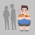 People bullying fat Man, plus size boy have some bullying and feel upset to his obesity