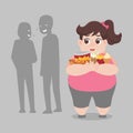 People bullying fat woman Healthcare concept