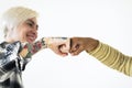 People bumping their fists together Royalty Free Stock Photo