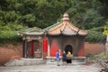 People burn joss paper and burned as sacrificial offering for pray to god and memorial to ancestor in Tiantan temple at China