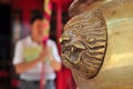 People with burner incense in hand pray at Jin De Yuan temple, Jakarta, Indonesia