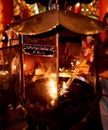 People burning incense in the temple Royalty Free Stock Photo