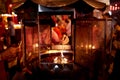 People burning incense in the temple Royalty Free Stock Photo