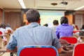 People business education seminar training conference in interior meeting room. point of view back Royalty Free Stock Photo