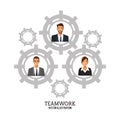 People business teamwork gears collaboration poster