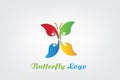 People butterfly shape logo colorful design silhouette vector