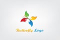 People butterfly shape logo colorful design silhouette vector