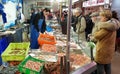 People shopping at the fish market in Nantes, France