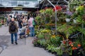 People buy groceries at Jean-Talon Market Royalty Free Stock Photo