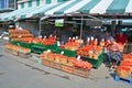 People buy groceries at Jean-Talon Market Royalty Free Stock Photo