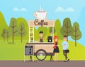 Coffee Beverage, Shop in Park, Clients by Store Royalty Free Stock Photo