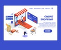 People buying clothes online from the website isometric artwork concept